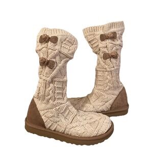 UGG Cream and Brown Knit Ankle Boots